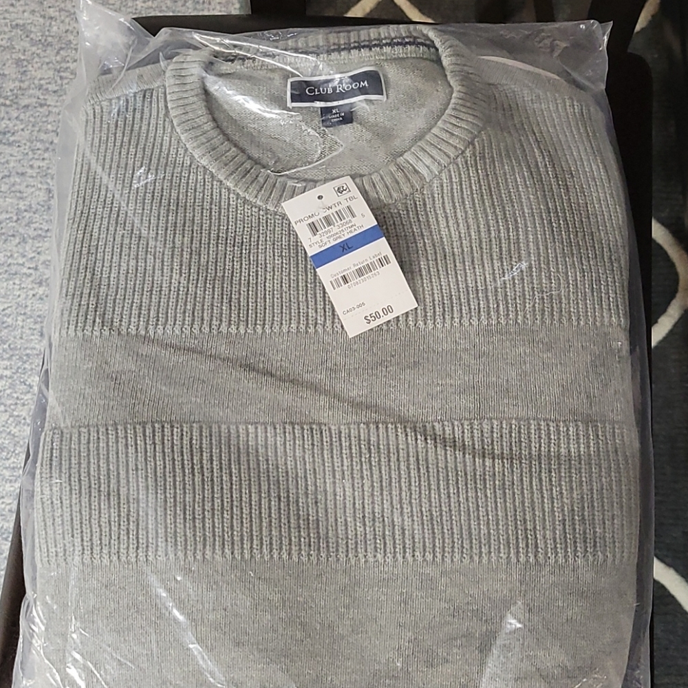 Club Room Sweater, Grey, XL